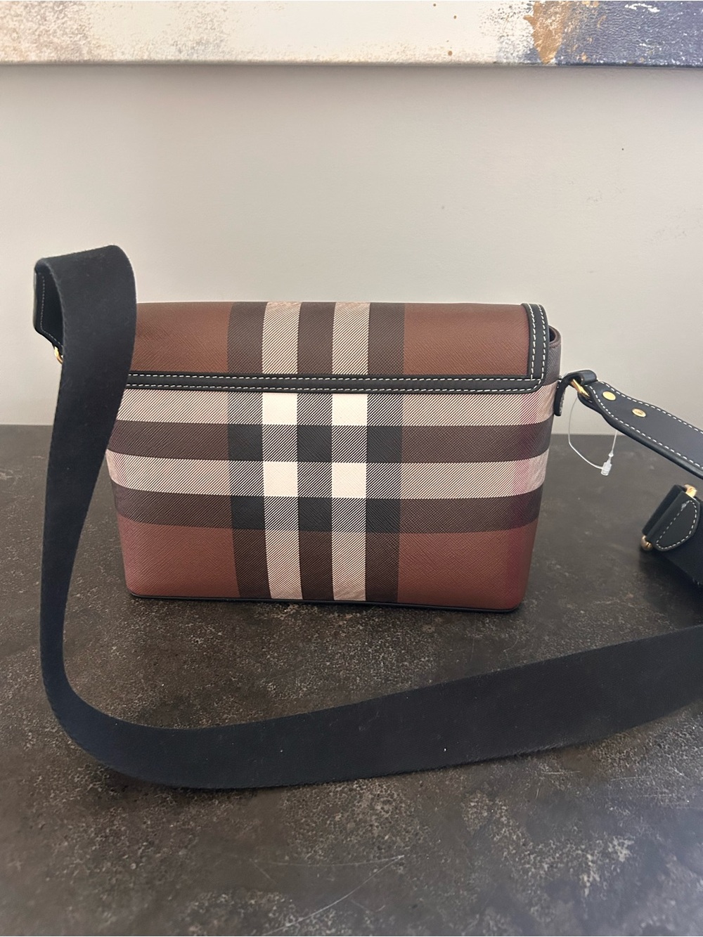 Burberry Note Giant Check E Canvas Crossbody - Picture 2 of 7